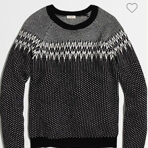 J. Crew Black and White Wool-Blend Fair Isle Sweater - Size S